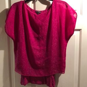 Express pink glitter double layer top